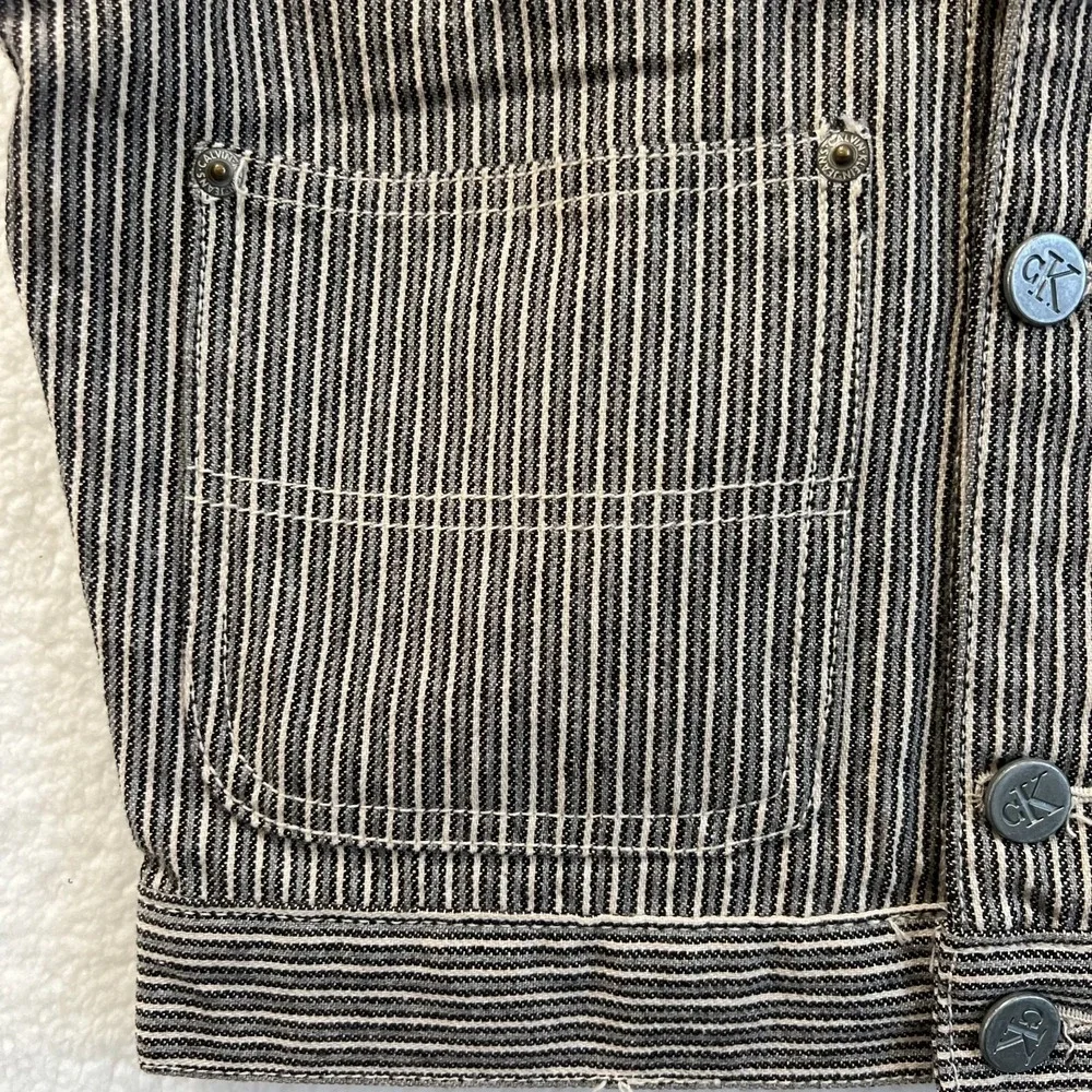 Calvin Klein Jeans Pinstripe Denim Vest Women's Size M‎ Trucker Style Sleeveless - Picture 5 of 12
